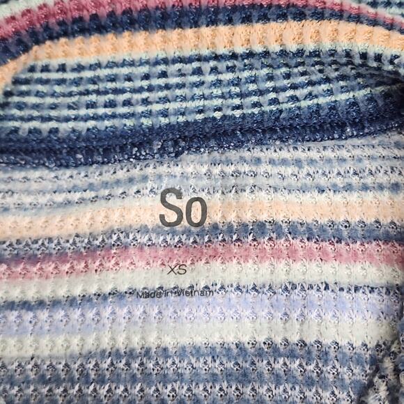 SO Brand Zip Up Collared Neck Long Sleeve Blue Striped Crop Top Women's Size XS - Picture 6 of 8